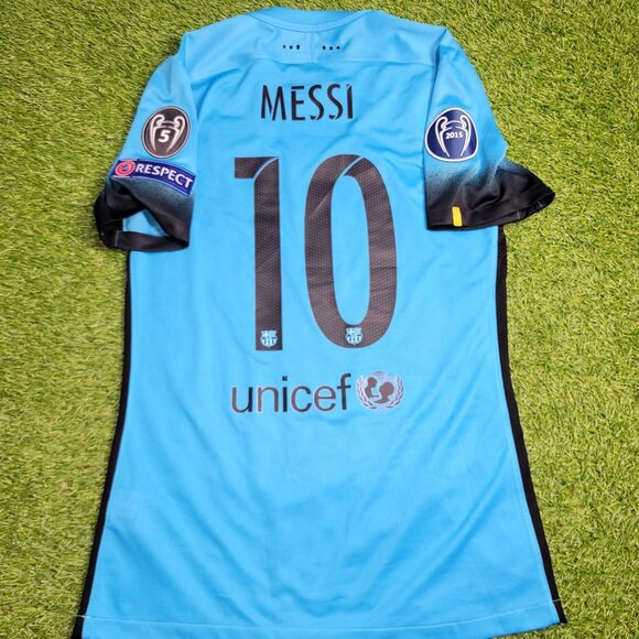 Messi Barcelona PLAYER ISSUE UEFA 2015 2016 Away Soccer Jersey M SKU# 658787-426 - Picture 1 of 10